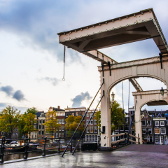 Skinny Bridge Amsterdam (de Magere Brug) - one of the iconic bridges in the old city center. It still functions today