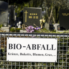 Vienna, central cemetery sign biowaste, Austria, 11. district, central graveyard
