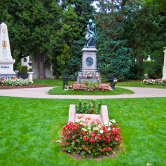 graves of Beethoven, Mozart and Schubert on the viennese central cemetery