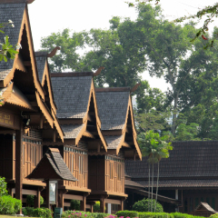Malaysia - Malacca, Sultanate Palace.This is a replica of the XV century palace of Malacca's extinct sultanate, built without using a single nail. Now a major museum attraction for visitors.
