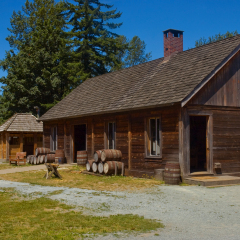 Inside the protective palisade of historic Fort Langley, British Columbia
