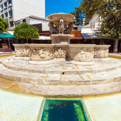 Venetian Morosini Fountain in the Lions square, Heraklion, Crete, Greece