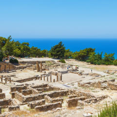 views of the sea and islands in the haze of the ancient Greek city of Kamiros