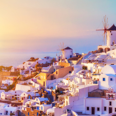 Oia village at sunset, Santorini island, Greece