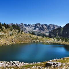 Path of the collar of the death man, the site of the lake to aver, the Italian Alps, Italy