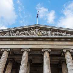 British Museum Front Showing Statues and Pillars