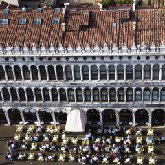 The Museo Correr (museum) established in 1830, located in St. Mark's Square, Venice. A view from Campanile di San Marco,Venice, Italy. Aerial top-view image.
