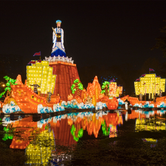CHENGDU, CHINA- FEBRUARY 3, 2017: A lantern exhibition is hold during Chinese New Year holidays at the 2017 Chengdu Temple Fair in Wuhou Shrine Museum, Jinli Street