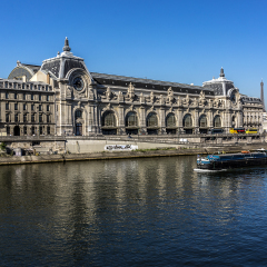 D'Orsay Museum on left bank of Seine. Paris, France. D'Orsay housed in the former Gare D'Orsay. D'Orsay holds mainly French art dating from 1848 to 1915. 