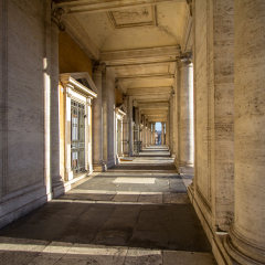 Columns of Loggia Palazzo Nuovo in Rome, Italy