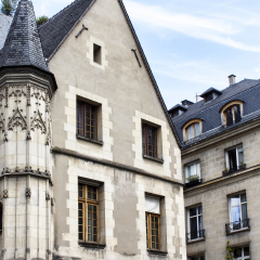 View of buildings in Le Marais district in Paris
