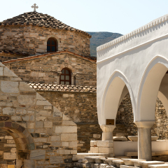 Historic Byzantine church Panagia Ekatontapiliani in Parikia, Paros island, Greece