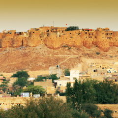 Jaisalmer Fort in sunset light, Rajasthan, India, Asia