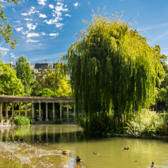 Parc Monceau is a public park situated in the 8th arrondissement of Paris. At the main entrance is a rotunda. The park covers an area of 8.2 hectares.