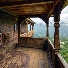 Terrace of the Naggar Castle. Himachal Pradesh, Northern India 