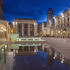 Cremona - The Piazza Cavour square at dusk.