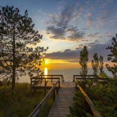 Boardwalk Leading to a Lake Huron Sunset - Pinery Provincial Park, Ontario, Canada