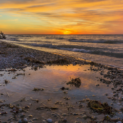 Lake Huron Beach at Sunset - Pinery Provincial Park, Ontario, Canada