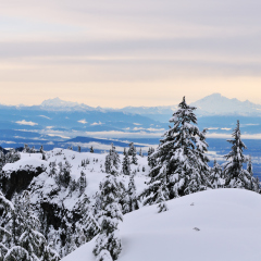 Mount Seymour in winter with view of mt. Baker