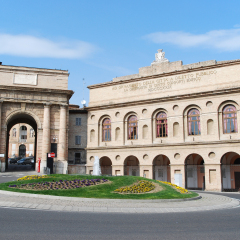 View of Porta Picena and Sferisterio (Macerata - Italy)