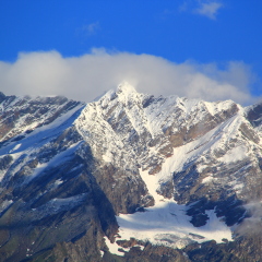 Clouds in the snowy mountains near Manali, Himachal Pradesh, India