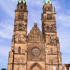 Gothic facade of St Lawrence Church, Nuremberg, Germany