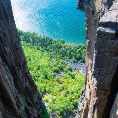 Elevator rock formations at the top of the sleeping giant in Sleeping Giant Provincial Park, Northern Ontario