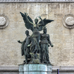 Statue by Charles van der Stappen at the entrance of the Royal Museum of Fine Arts in Brussels, Belgium.