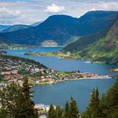 The view of small Norway city Sogndal