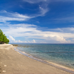 on the tropical beach. Pemuteran beach on Bali island. Indonesia