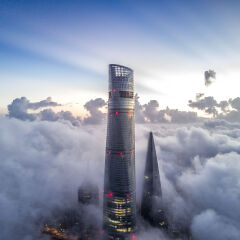 Shanghai Financial District In Fog