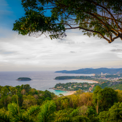 Landscape of Phuket View Point, Karon Beach, Kata Beach, Taken from Karon Viewpoint. Located in Phuket Province, Thailand.