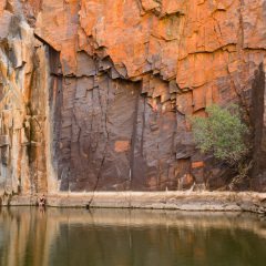 swimmer at Python Pool, Millstream - Chichester National Park
