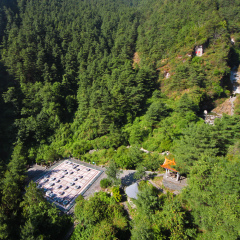 Birdeye view of giant chinese chess board at Cangshan Grand Canyon at Dali, Yunnan China.