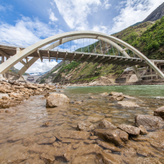 Architectural Landscape of Xiaowan Bridge on Lancang River in Nanjian County, Dali Prefecture