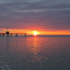 Watching the sun rise over Lake Ontario from Spencer Smith Park, Burlington, Ontario