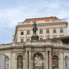 A front view of the Albertina building, it was old fortification but nowadays it is an art museum. Vienna, Austria.   