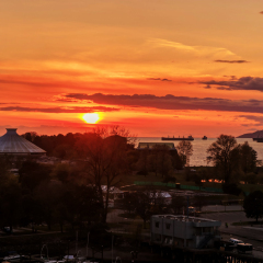 Sunset landscape of Vanier Park, Vancouver, BC, Canada