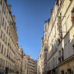 Street in the Rue Cler neighborhood, Paris, France