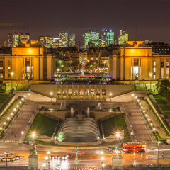 The Palais de Chaillot, the Trocadero and La Defense as seen from Eiffel Tower. Paris, France