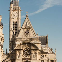 The Saint Etienne du Mont is a  church in Paris, France, located on the montagne Saint Genevieve near the Pantheon.It contains the shrine of St. Genevieve , the patron saint of Paris.