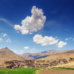 Kibber village in himalayas mountain