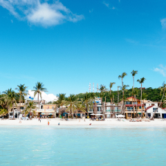 Boracay Philippines, white beach from the water.