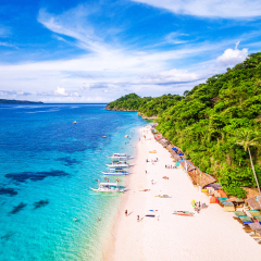 Aerial view of Boracay Island, Western Visayas, Philippines.