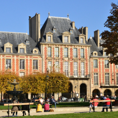 France, the picturesque Place des Vosges in Paris