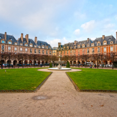 The Place des Vosges in Paris City, France