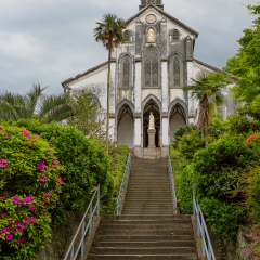 Japan. Nagasaki. Oura Cathedral,.
 Oura Church is the Catholic Church,it is the oldest Christian building in Japan. The statue of the virgin Mary was placed at the entrance to the Church.
