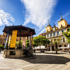 Music stage in the main square of Segovia, Castilla y Leon, Spain