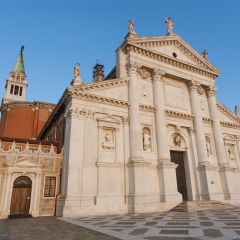 Venice, San Giorgio Maggiore Church landmark, San Giorgio Maggiore island, Grand Canal, Italy, Europe. 