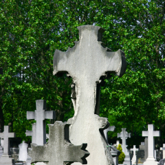 Stone crosses in Montparnasse cemetery in Paris